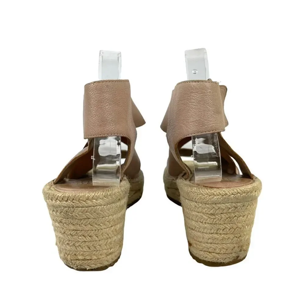 Eileen Fisher Womens SZ 10 Willow Nude Espadrille Platform Leather Wedge Sandals